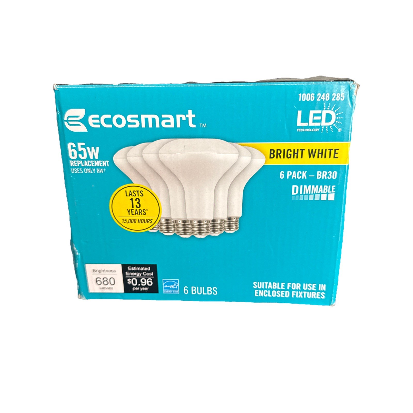 EcoSmart BR30 65W Equivalent Dimmable LED Light Bulbs Bright White (6-Pack) gallery