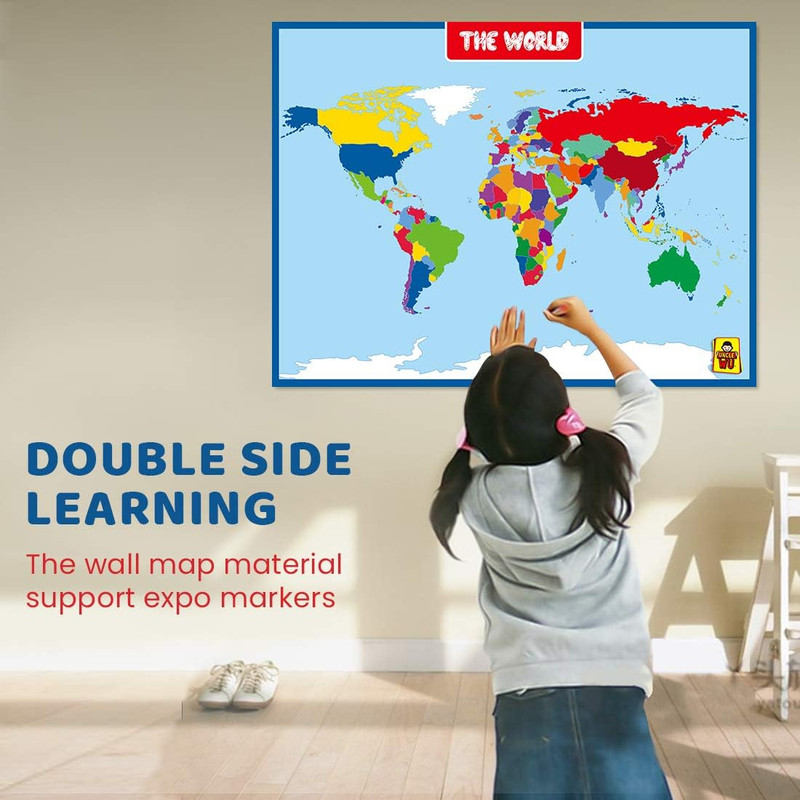 World Map Laminated Poster -Double Side Educational Poster for Kids/Adults -17 X gallery