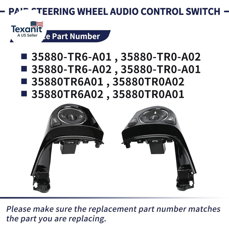 Pair Steering Wheel Audio Control Switch Button Compatible with Honda Civic 2012 gallery