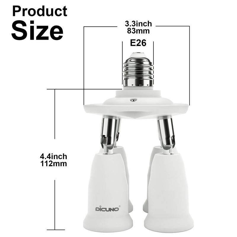 4 in 1 E26 Light Socket Splitter Adapter, Standard Base LED Bulbs Converter gallery