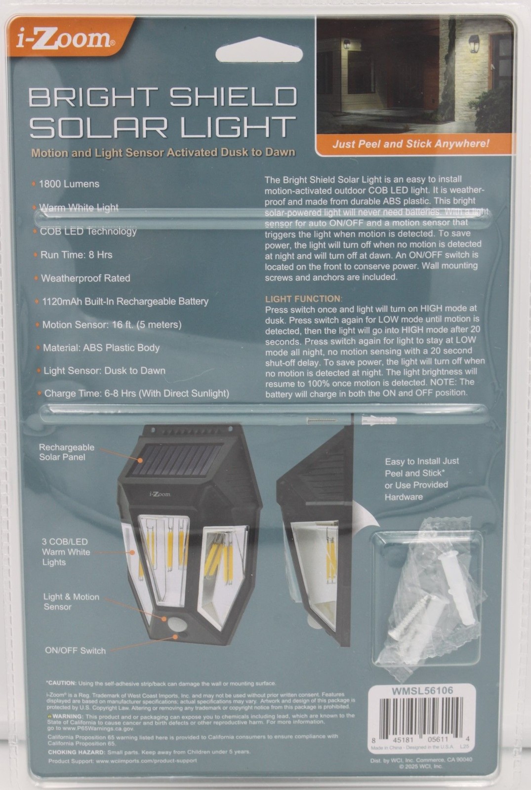 i-Zoom Bright Shield Solar Light Motion Sensor 1800 Lumens Warm White COB LED gallery