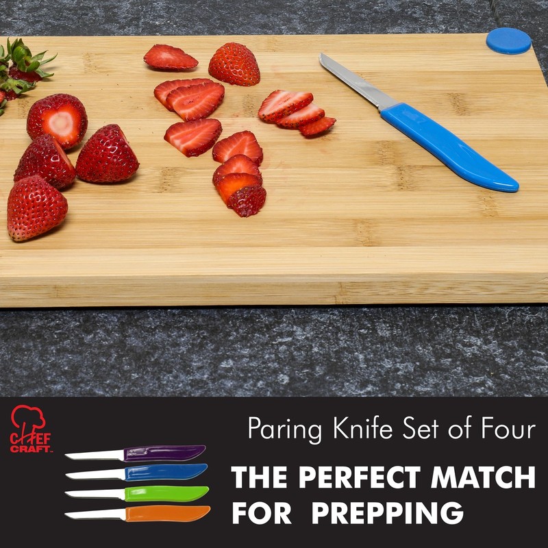 Chef Craft Select 4Pc Paring Knife Set, 2.5" Blade, 6" Length, Assorted gallery