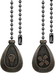 Bronze Ceiling Fan Pull Chain Set, Decorative Fan Pull Chain Pendant Extension