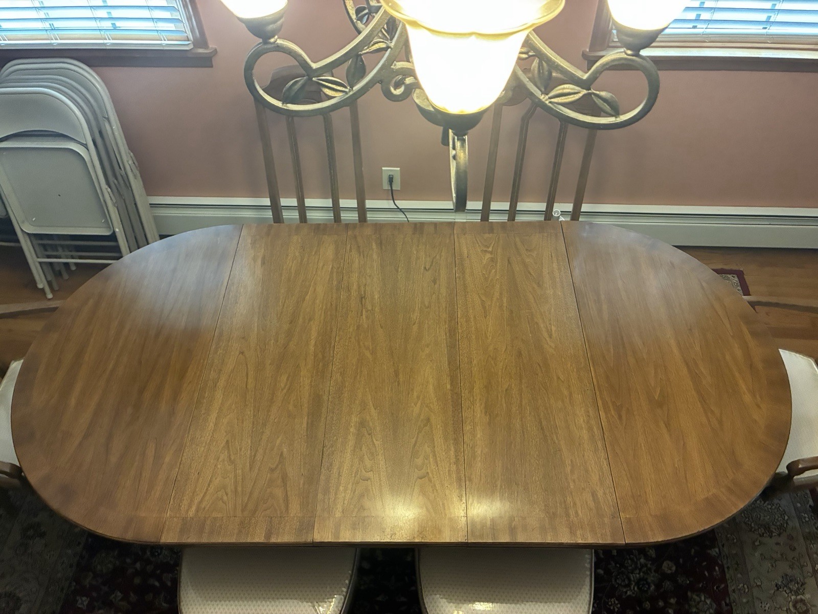 Traditional Oval Wood Dining Set: Table, 6 Upholstered Chairs, China Cabinet gallery