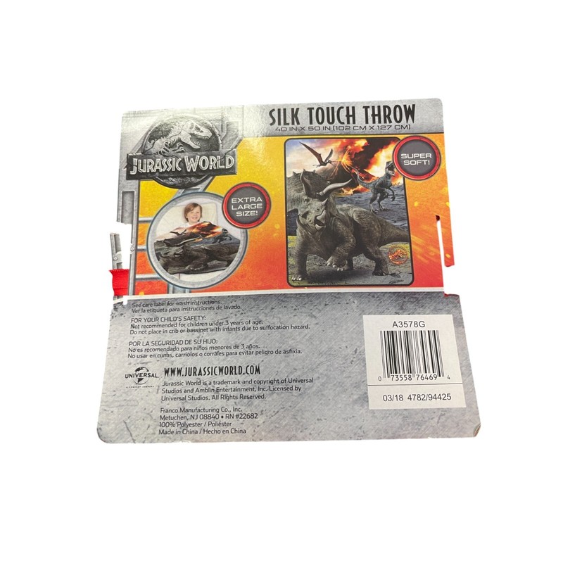 Jurassic World Silk Touch Throw Blanket 40 in x 50 in/102cm x 127cm NWT CINEMARK gallery