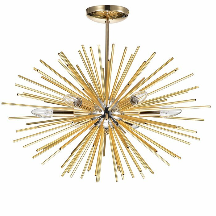Champagne gold Brass Handcrafted 6 Light Sputnik Sphere Lovely Chandelier gallery