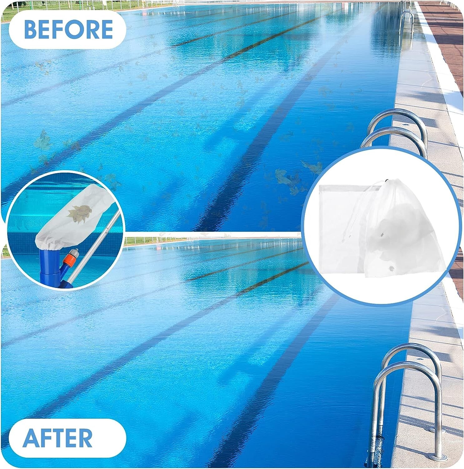 4 Pool Vacuum Filter Bag, Pool Cleaner Bag for Aquariums Ponds, 9 x 14 Inch gallery