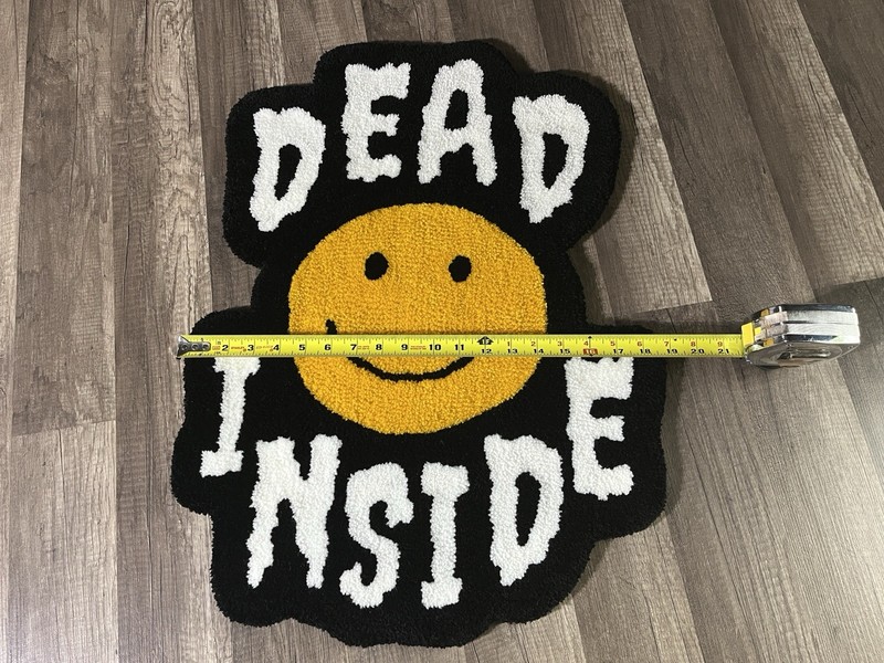 Dead Inside Smiley Face Rug, Hand-Tufted, 19 x 25 in Black/White/Yellow gallery