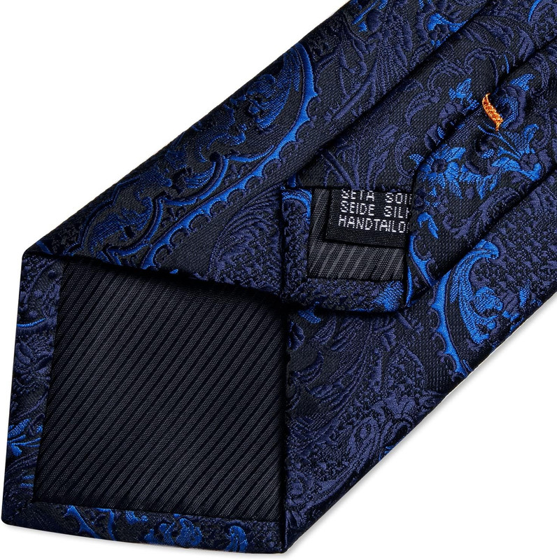 Mens Tie Set Silk Solid Paisley Necktie and Pocket Square Cufflinks Classic Form gallery