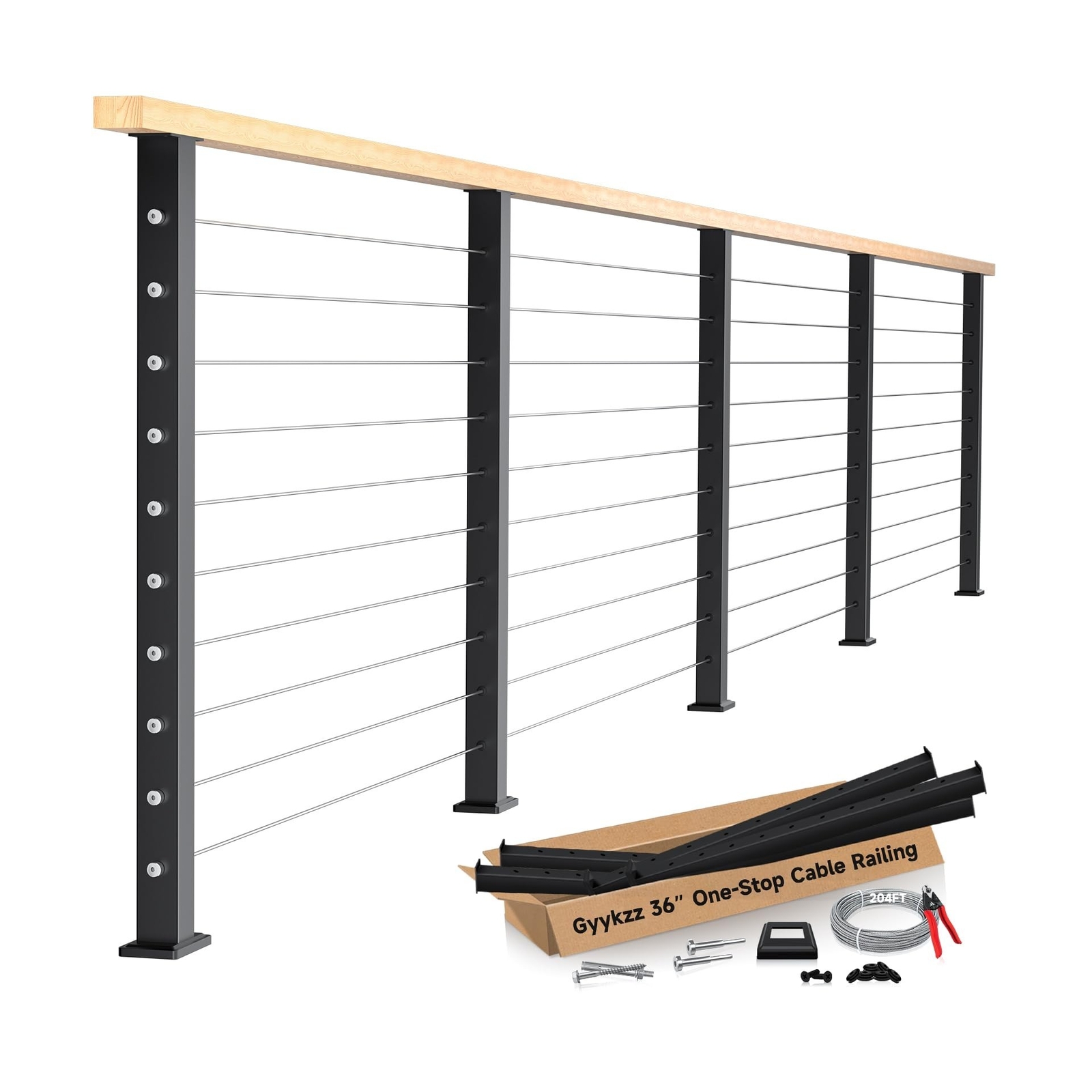 One-Stop Cable Railing Post Kit, 5 Pack Level Drilled Line Post 36", Fixed To... gallery