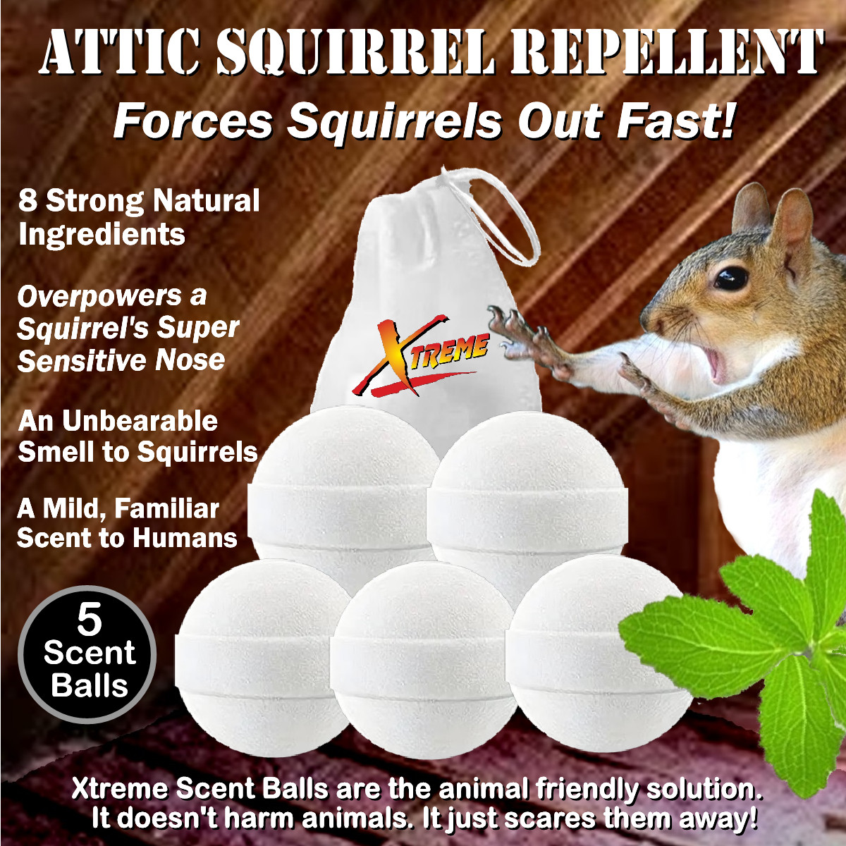 Xtreme Attic Squirrel Repellent. Drives Squirrels Out Fast! 5 PCS gallery
