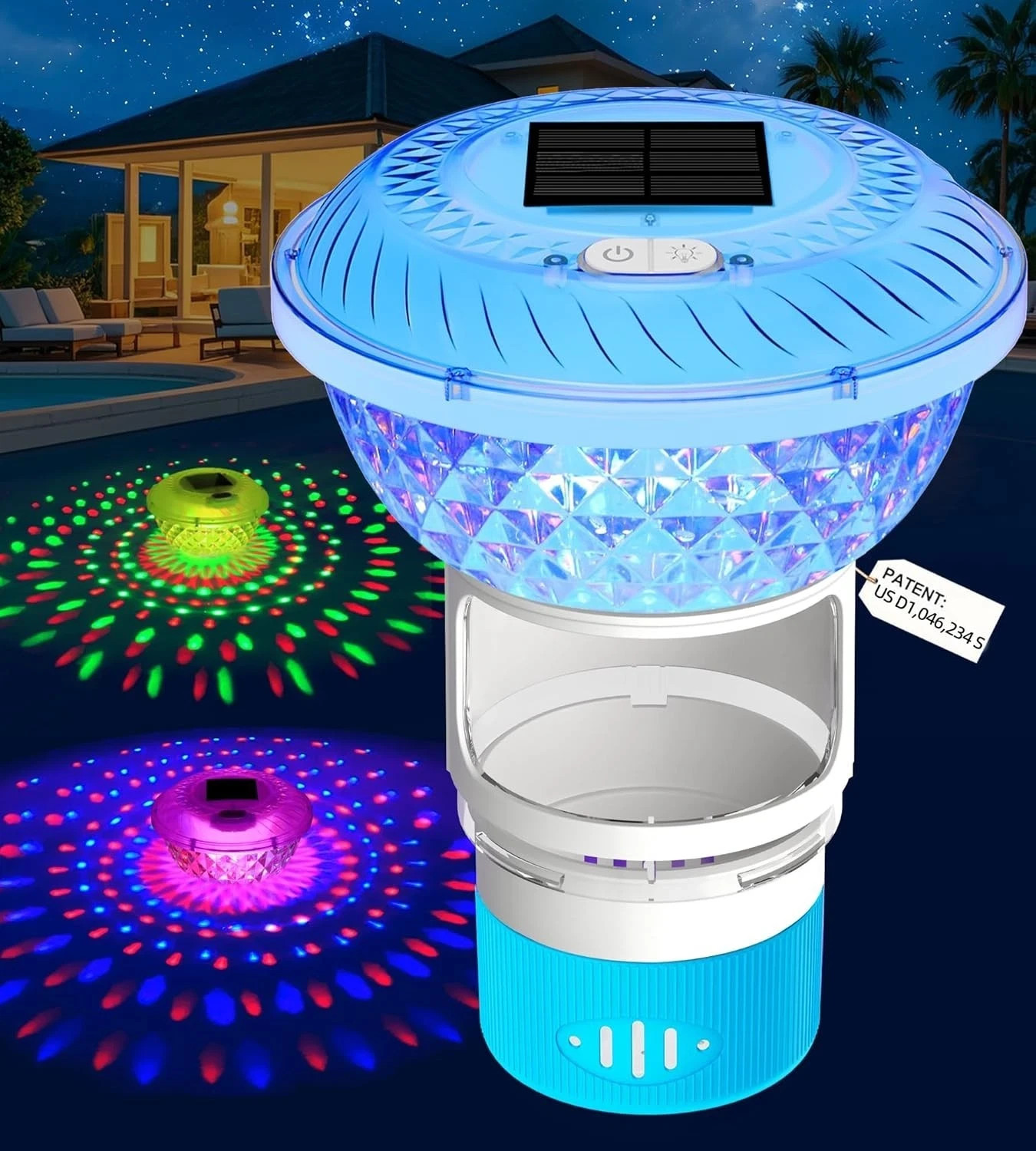 Solar Pool Chlorine Floater Chlorine Floater with Colorful Lights Button Control gallery