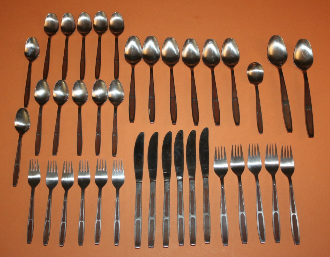 MCM SCANDI PLAYHOUSE Composite Wood Handled Silverware 37 piece Lot JAPAN gallery