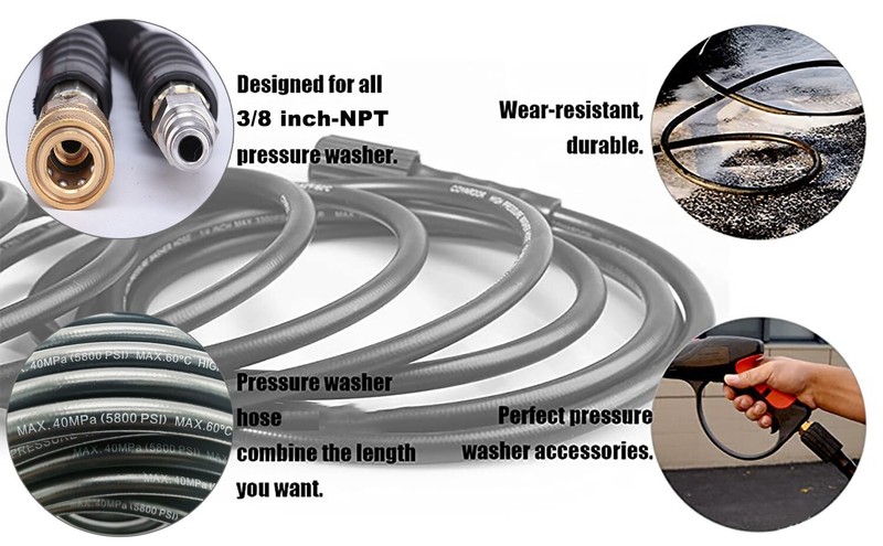 100FT 5800PSI Replacement High Pressure Power Washer Hose -3/8" Quick Connect gallery