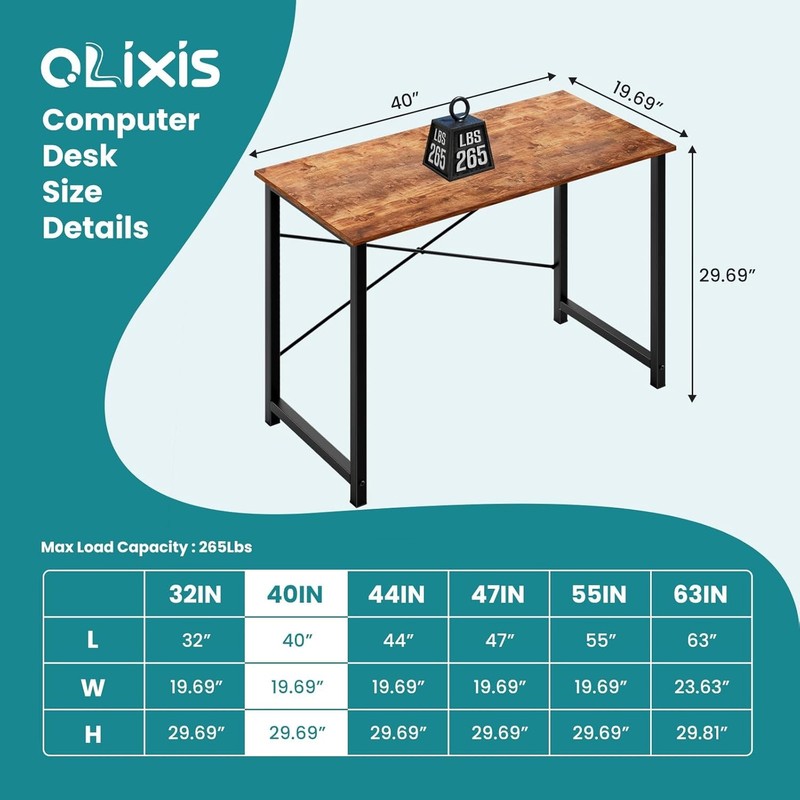 OLIXIS 40" Computer Desk Modern Rust Metal Frame gallery