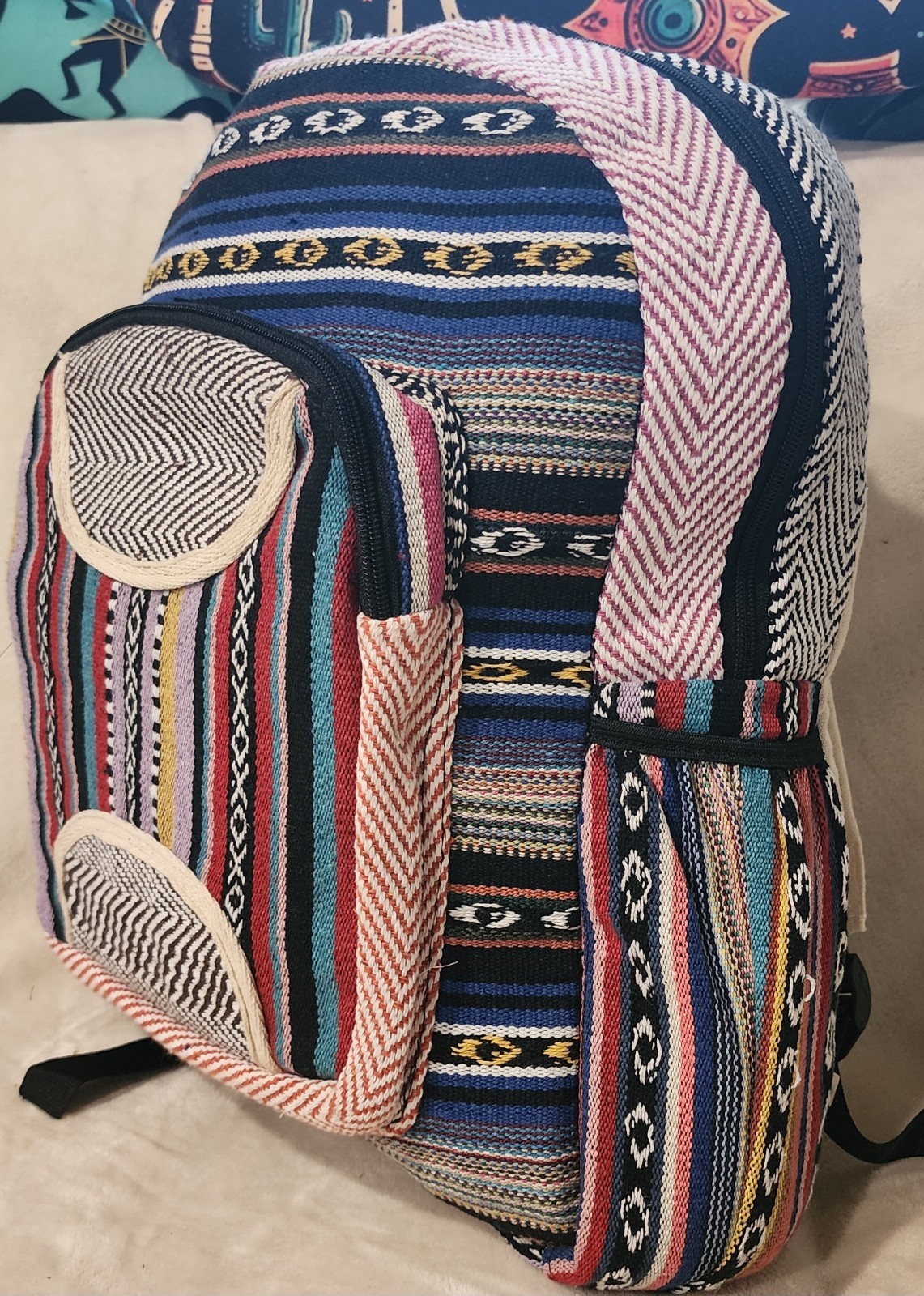 Boho Hemp Backpack | Handmade Large Himalayan Rucksack – Eco Hiking Daypack 4