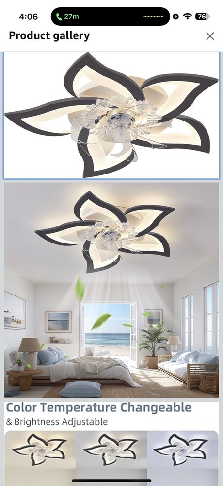 Modern Dimmable Flower Shape Ceiling Fans with Lights,27" Ceiling Fan Lights ...