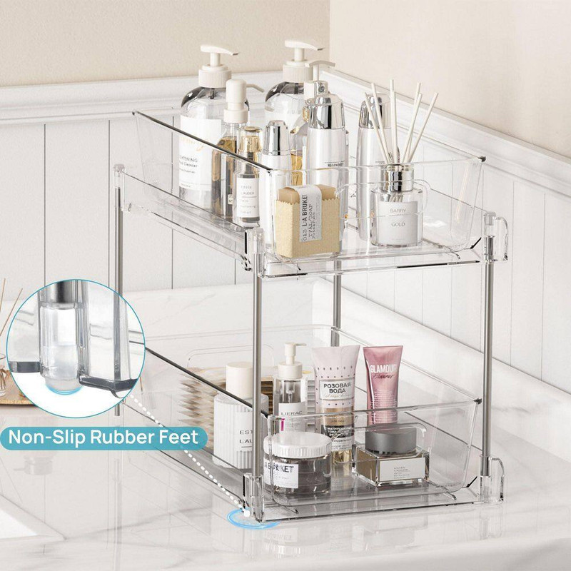 Multi-Purpose Tabletop Mount Slide-Out Drawer Non-Slip Shower Caddy, 4-Pack Bath gallery