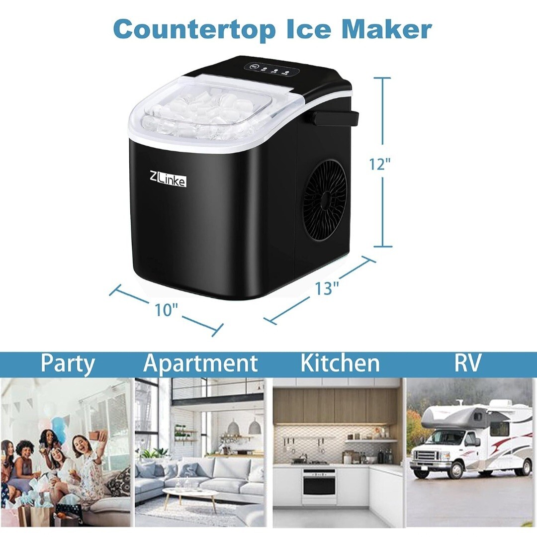 Countertop Ice Maker, Ice Maker Machine 6 Mins 9 Bullet Ice, 26.5lbs/24Hrs gallery