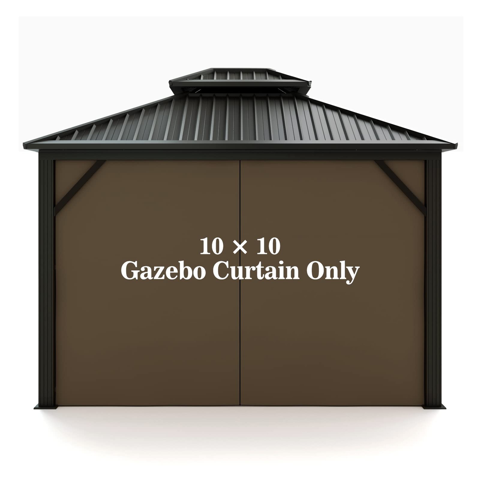 Gazebo Universal Replacement Privacy Curtain – Hugline 10' x 10x10, Brown gallery