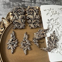 Baroque Scroll Border Relief Silicone Epoxy Resin Plaster Mould Leaf Cake Mold