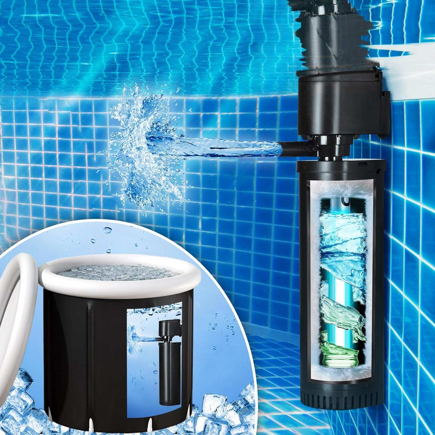 400GPH Cold Plunge Filter for 100-300 Gal U-V Sanitation, Cold Pod Ice Bath Tub gallery