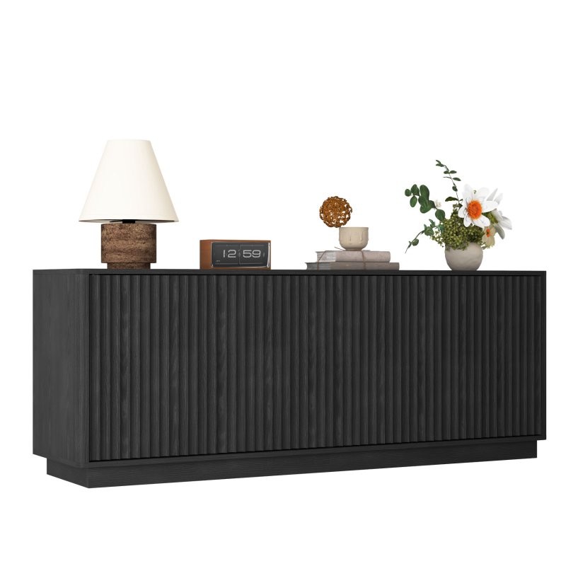 63'' Fluted Sideboard Buffet Cabinet TV Stand Console Table with Storage 4 Doors gallery