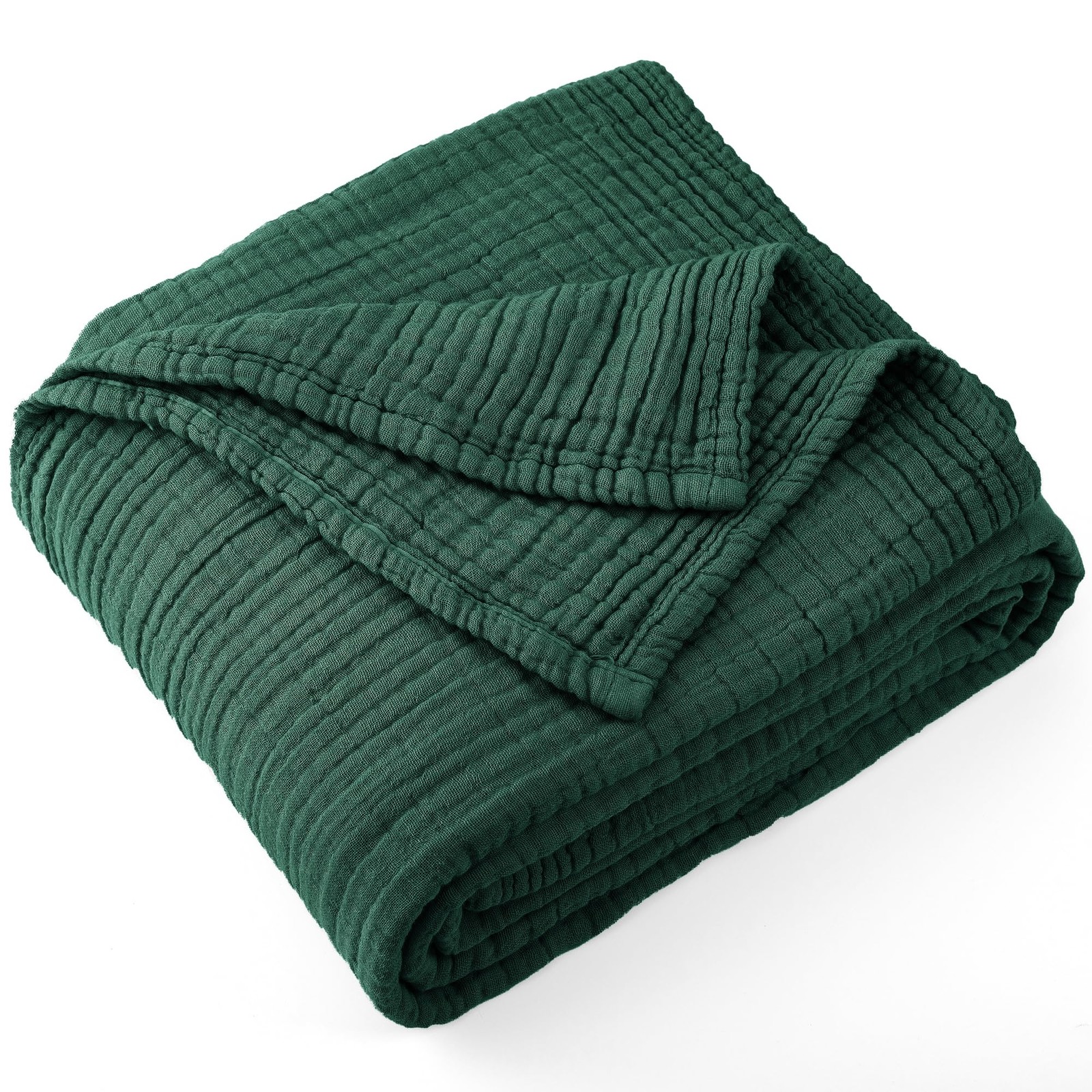 100% Cotton Muslin Throw Blanket 4Layers Dark Green 70x80 Inch Twin Size gallery