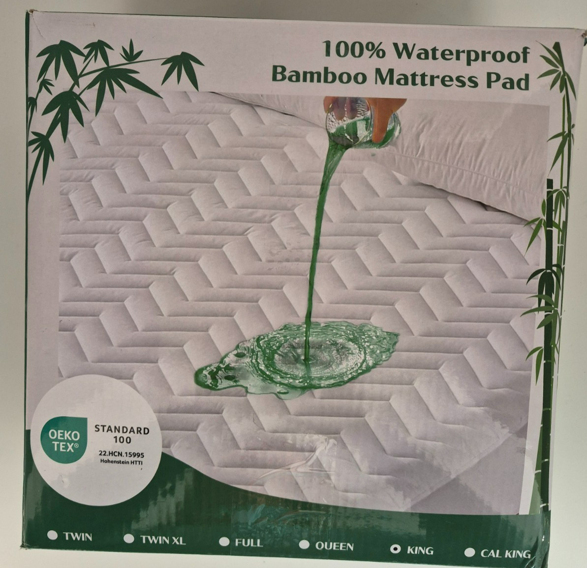 Bamboo Quilted Waterproof Mattress Pad, Fitted, King Size gallery