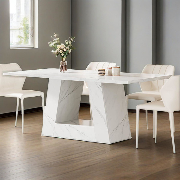 Dining Table Faux Marble Dining Table White Modern Kitchen Table for Dining Room gallery