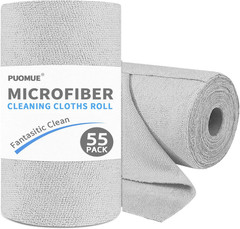 55 Pack Microfiber Cleaning Cloth Roll, Tear Away Reusable Paper Towels, 11″ X 9