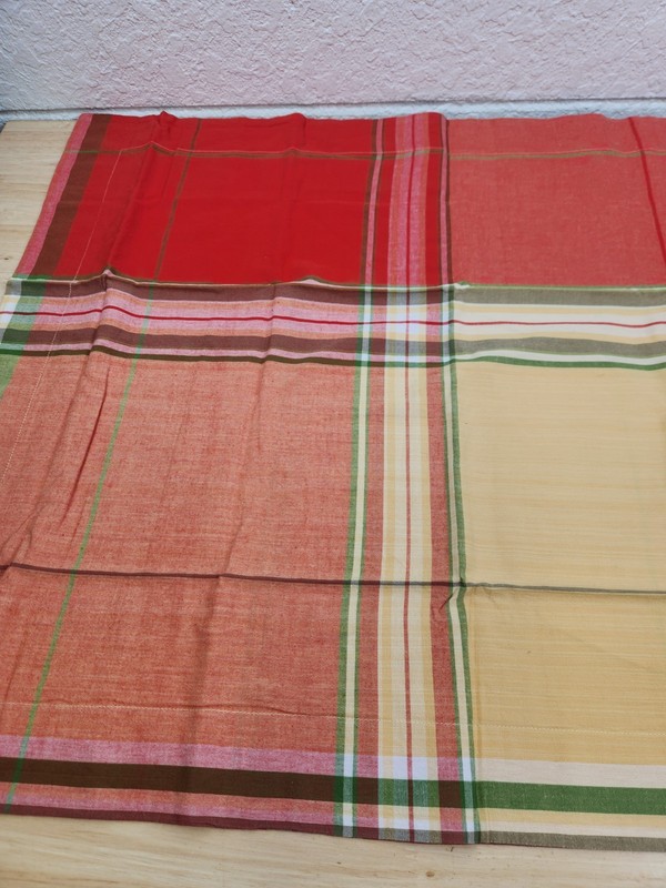 Pottery Barn Madras Rust Red Green Plaid Pillow Sham Set Of 2 Standard 20X26 NOS gallery