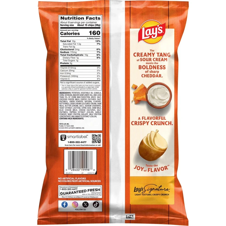 Lay's Potato Chips, Cheddar & Sour Cream, 7.75 oz Bag gallery