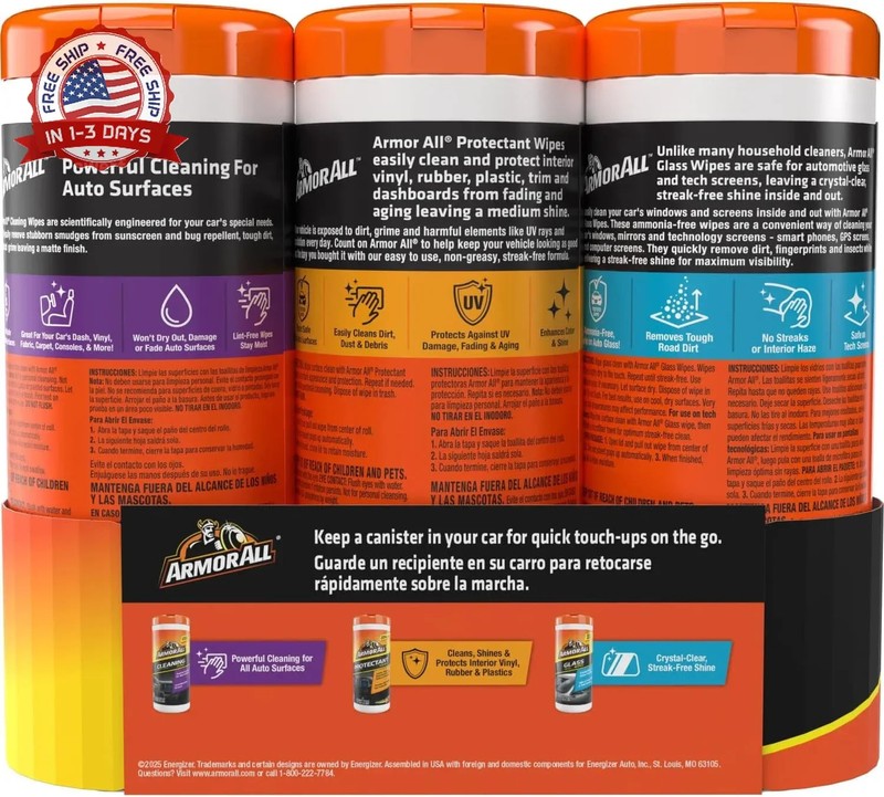 Armor All Car Interior Value Pack, 90 Count, Includes Auto Glass Cleaner, Cleani gallery