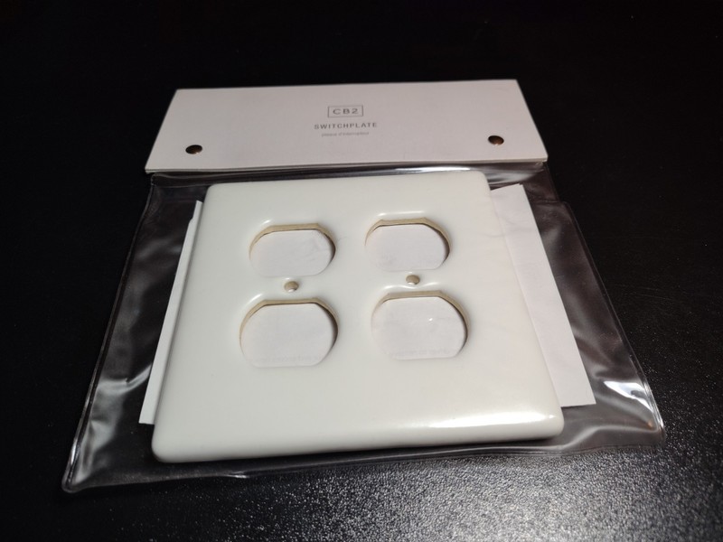 Crate & Barrel CB2 Switch Plate White Ceramic Double Duplex NWT gallery