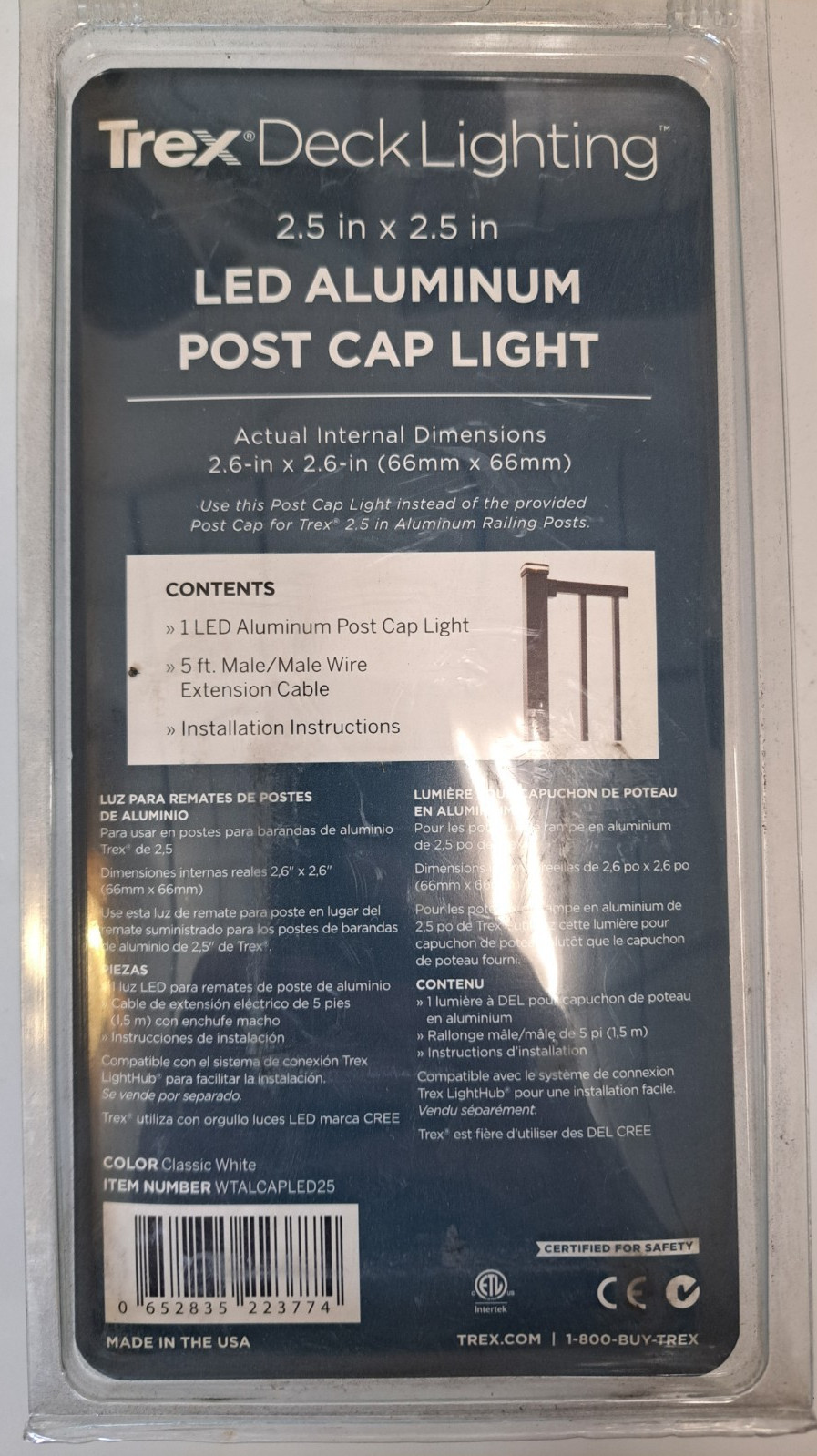 TREX DECK LIGHTING WTALCAPLED25 LED ALUMINUM POST CAP LIGHT CLASSIC WHITE gallery