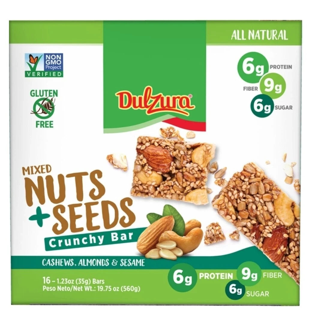 Dulzura All Natural Mixed Nuts + Seeds Crunchy Bars PK-16 GLUTEN FREE NON GMO gallery
