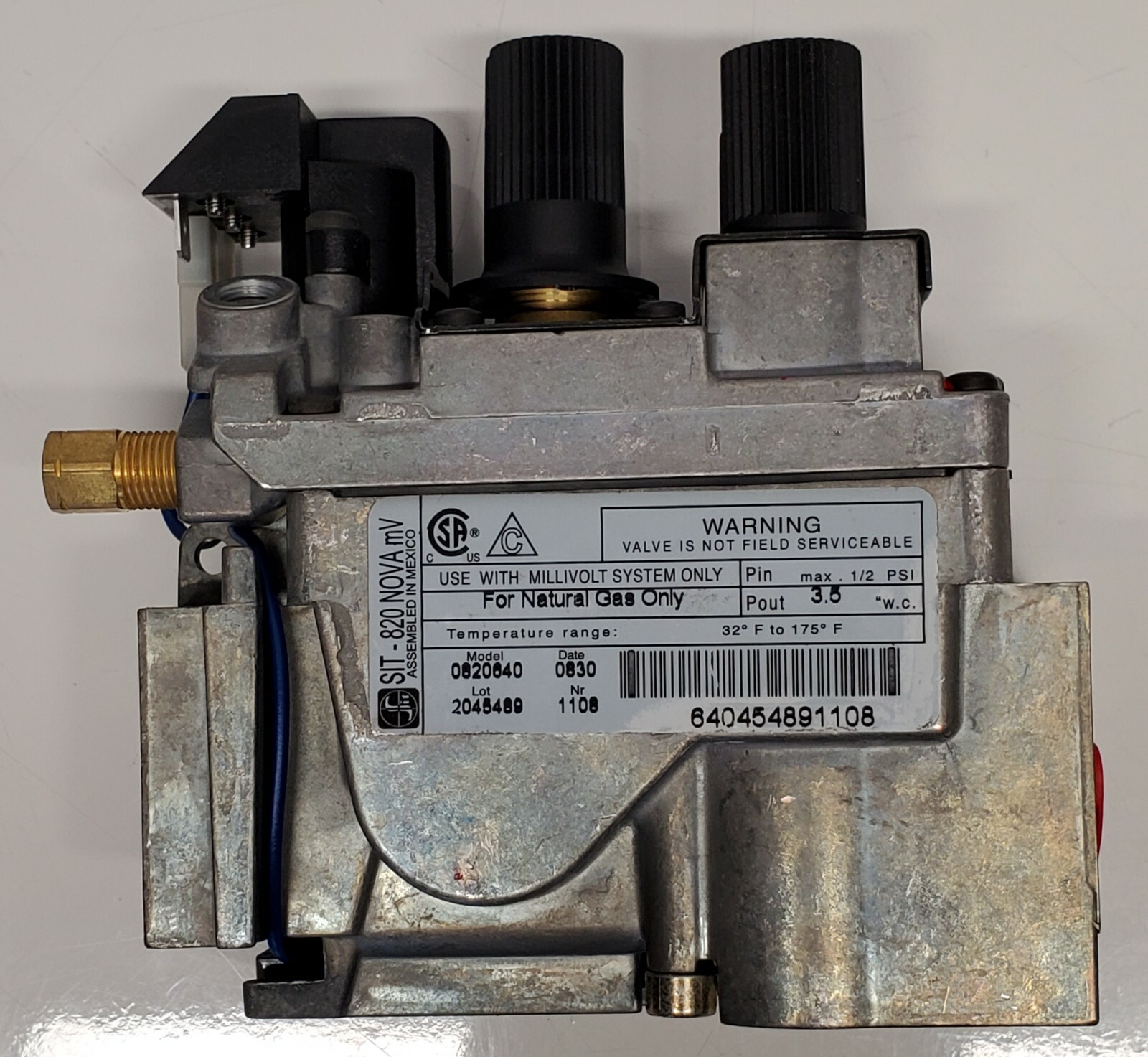 SIT OP Millivolt Natural Gas Control Valve 0820640 Fireplace Logs gallery