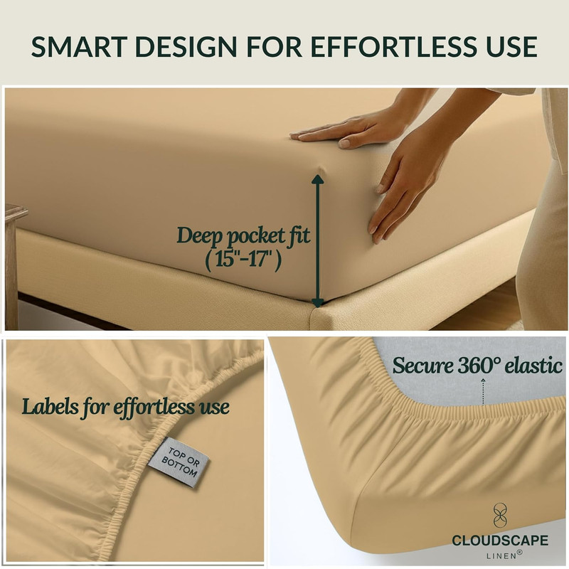 Cloud Scape 100% Egyptian Cotton King Sheets Set - 400 TC, Deep Pockets gallery