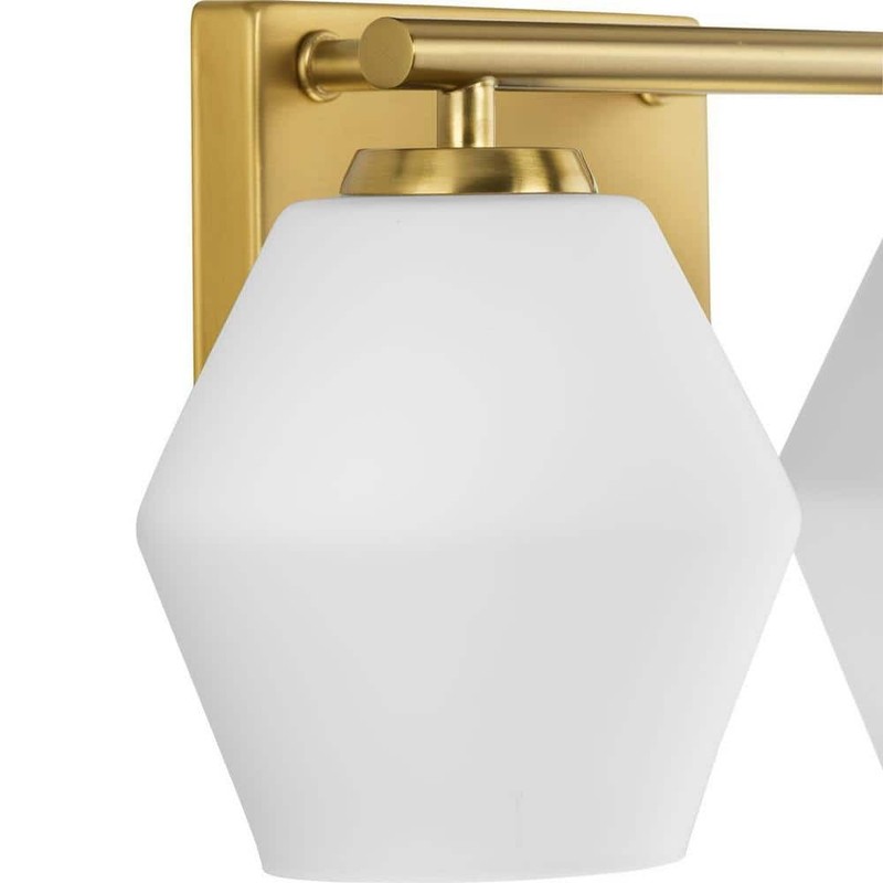 Progress Lighting 15 in. 2-Light Brushed Gold Vanity Light Etched Opal Glass gallery
