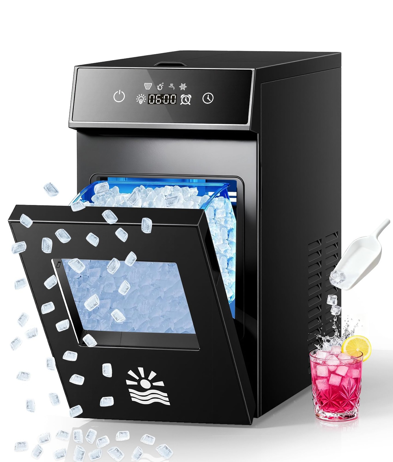 Oylus Nugget Ice Maker Countertop, Smart Pebble LCD Panel,4min Making, 26lbs/24H gallery