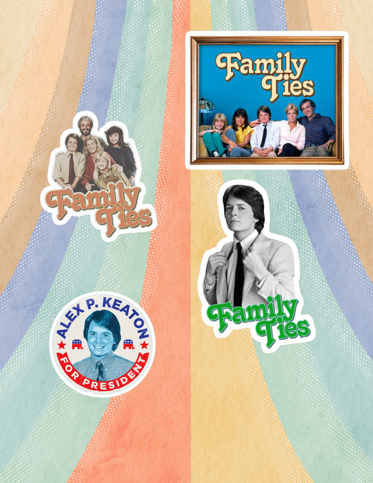 Family Ties Retro TV 4pc Sticker Pack gallery