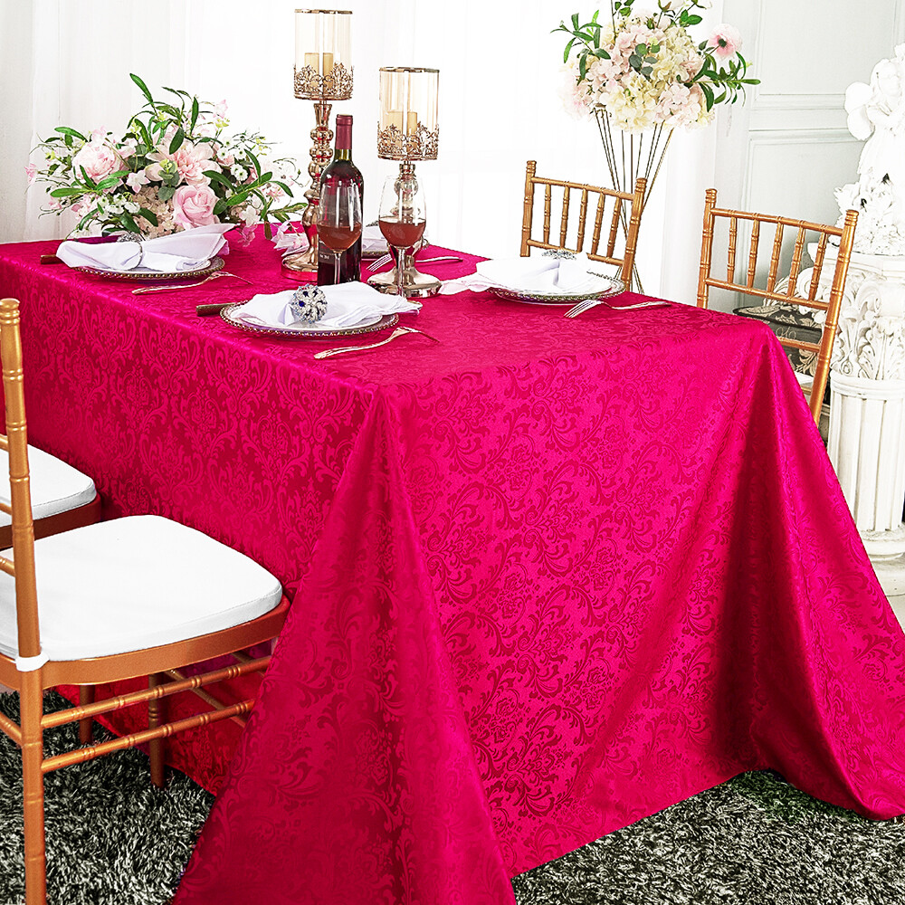 Wedding Linens Inc. 72" x 120" Rectangular Damask Jacquard Polyester Tablecloths gallery
