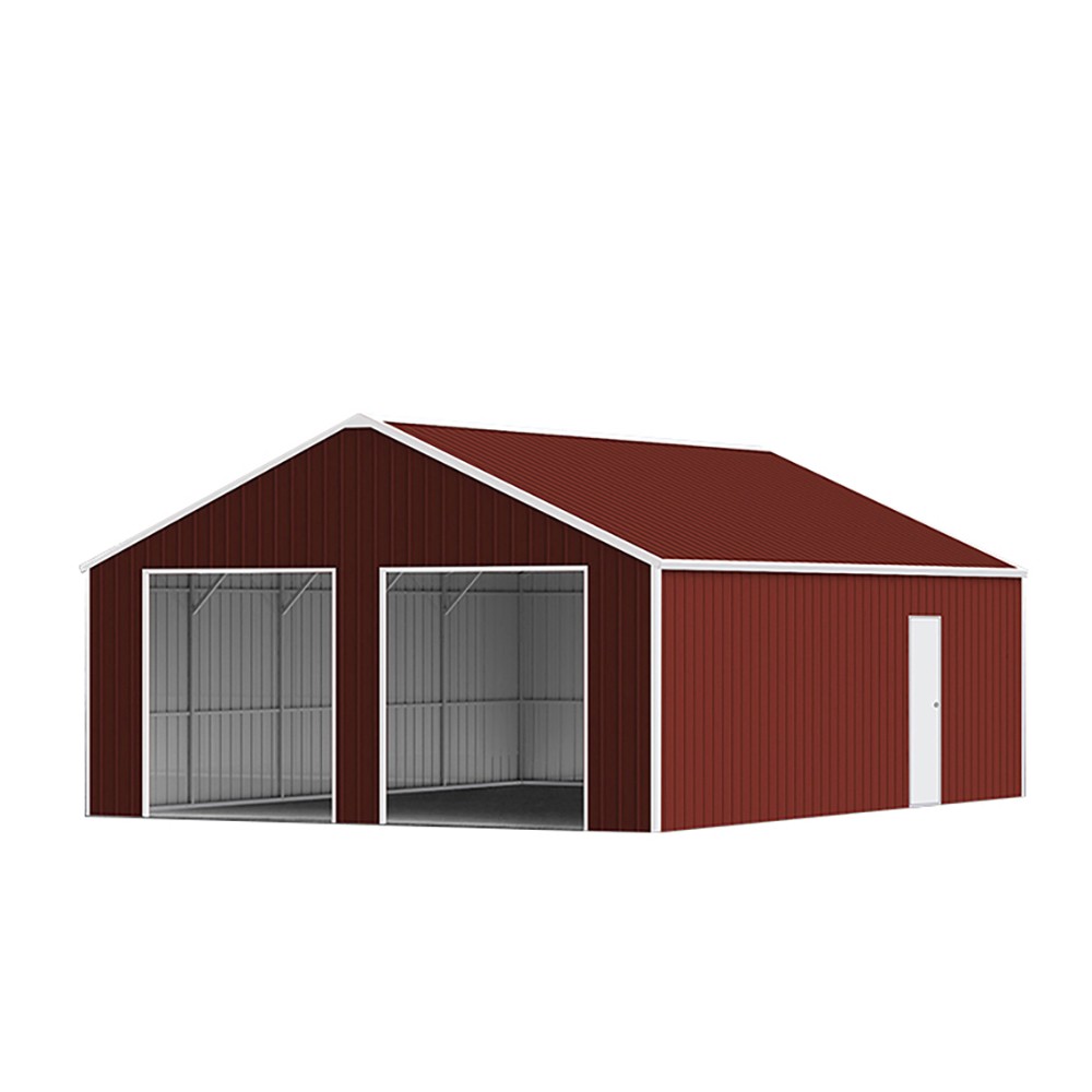 22x23ft Double Garage Galvanized Red-Brown Shed gallery