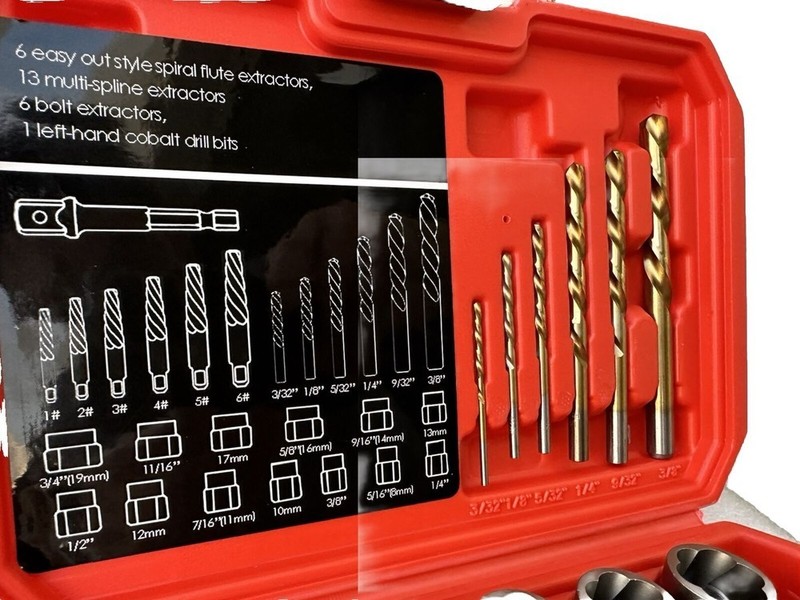 26pc Screws Bolt Extractor Set W/Reverse Drill Bit Kit Lug Nut Extraction EZ Out gallery