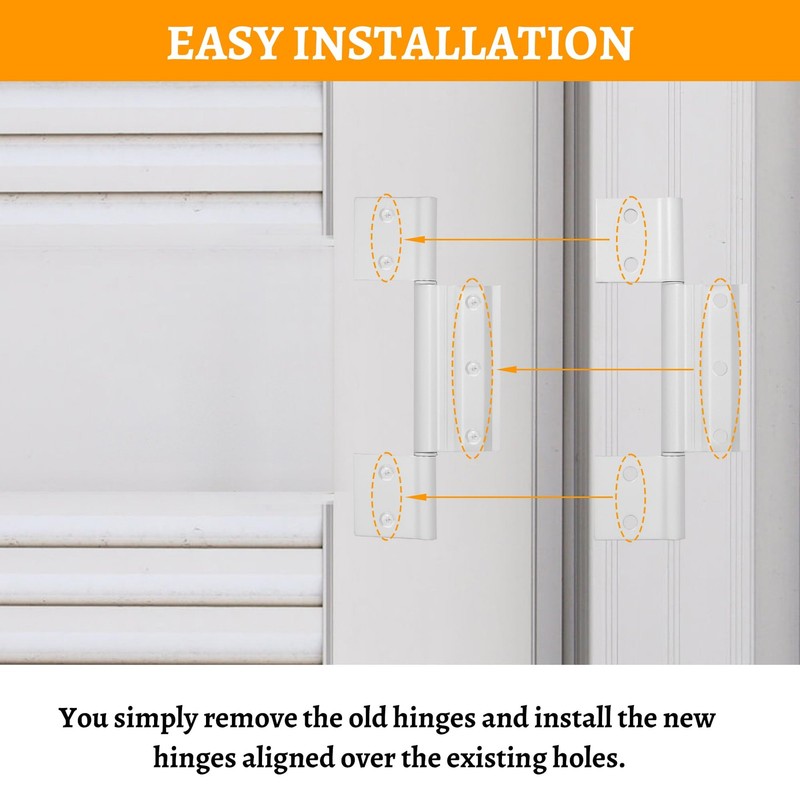 3-Pack Matte White Screen Door Hinges, 1/8 Inch Grooved Center Storm Door Hinge gallery