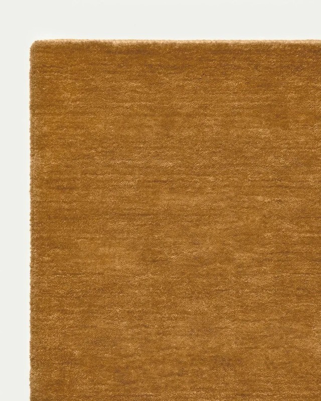 Ochre Gold - Modern Solid Texture Wool Rug for Living Room, Bedroom, Office 9x10 gallery