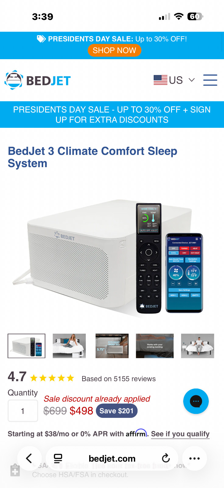 BedJet 3 Climate Comfort - Bed Jet, Cooling Fan + Heating-Single Temp. Zone-NEW gallery