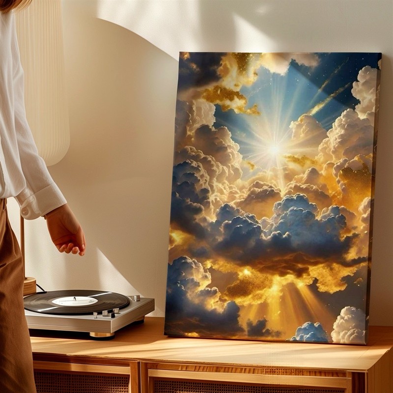 Wall Art Heavenly Cloudscape Sun Rays Sky Canvas Print Golden Dramatic Decor gallery