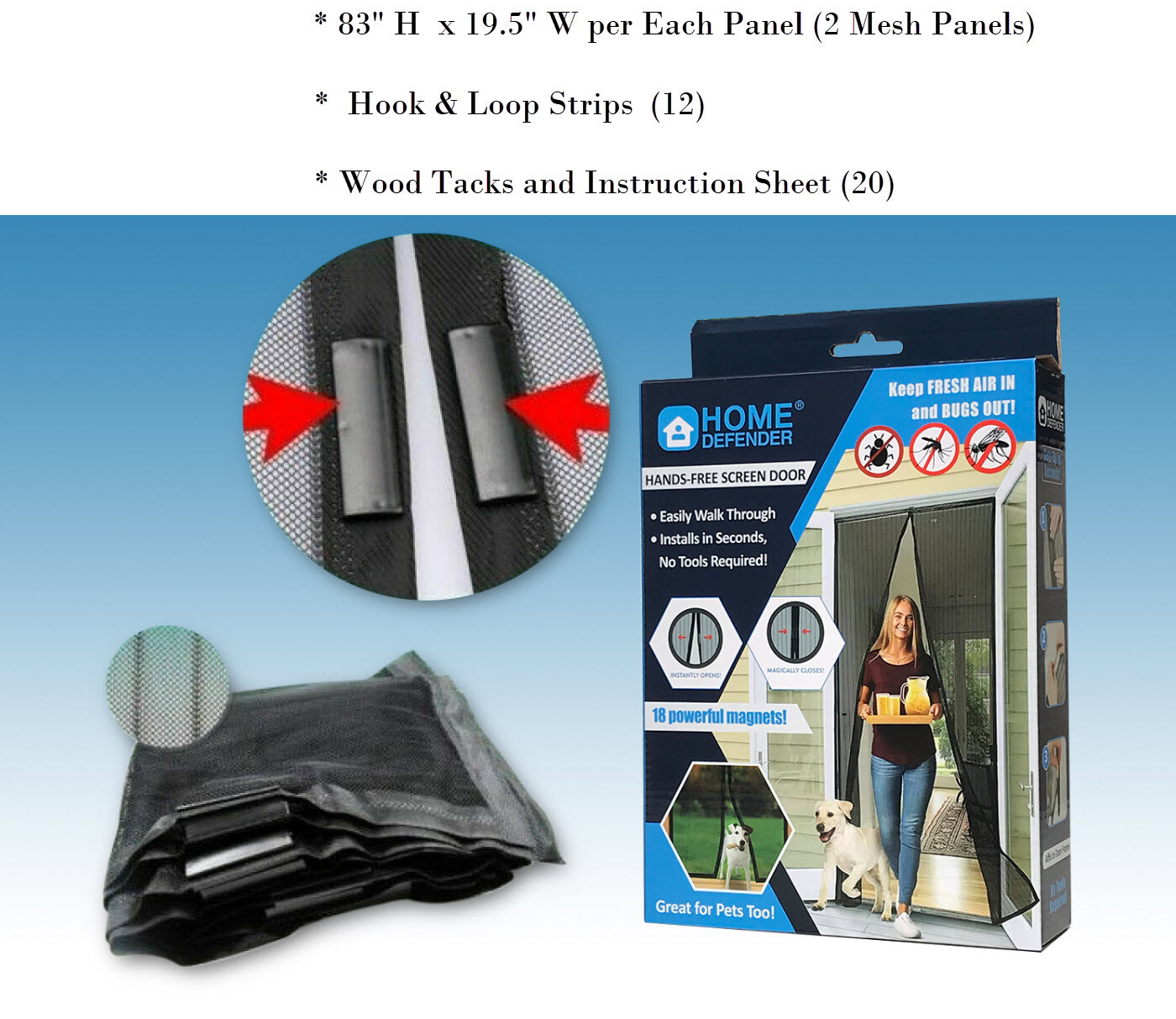 Hands-Free Mesh Magnet Screen Door Net Curtain For Bug Mosquito Fly Pet Friendly gallery